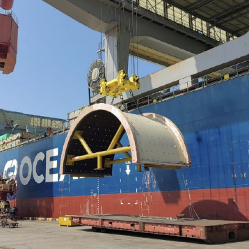 Ball mill shell segment in transit