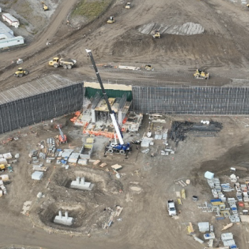 MSE retaining wall/crusher structure and conveyor footings – September
