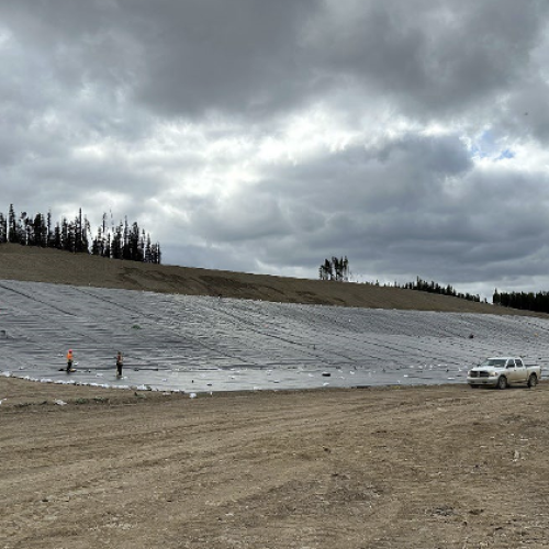 Water management pond creek diversion HDPE liner progress – September