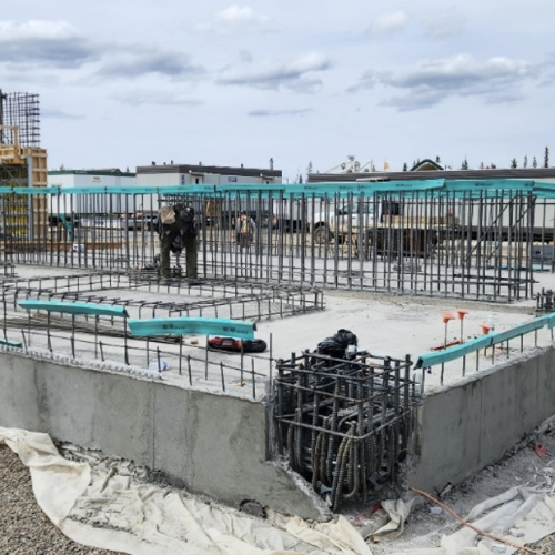 Secondary and tertiary crusher slabs with rebar work underway – June 2023